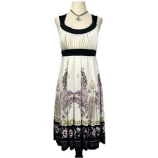 Vintage Y2K Trixxi Babydoll Dress Medium Floral Paisley Boho Ruched Waist Tie