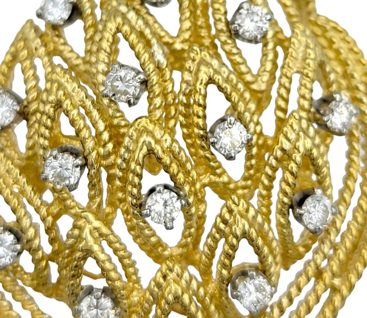 La Triomphe Diamond Bouquet and Ribbon Brooch in 18 Karat Yellow & White Gold View 4