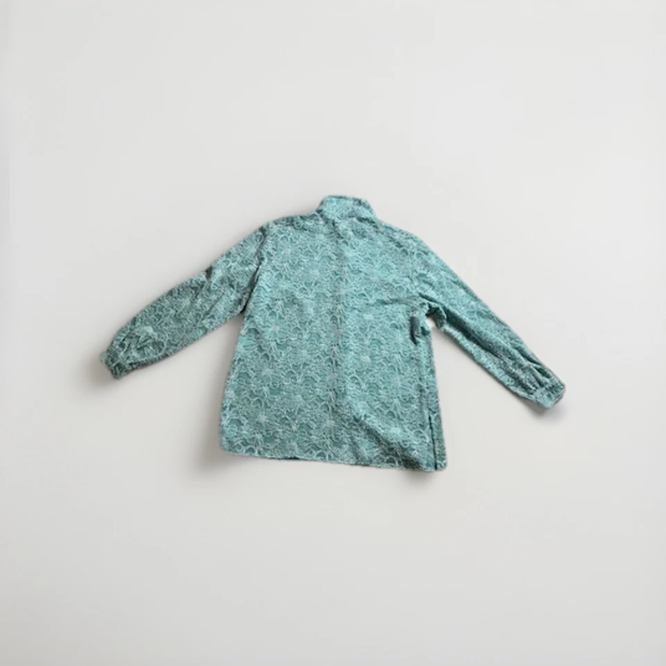 Maggie Sweet Teal Geométrico Abotonable Cuello Transparente Informal Para Mujer Talla M-pequeña Foto 2 de 4