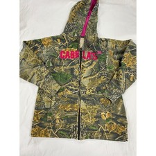 Cabelas Womens Camo Zip Up Hoodie Pink Seclusion 3D Fleece Jacket Medium Reg