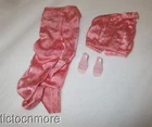 VINTAGE BARBIE DOLL FASHION PAK PINK GLITTER SPARKLING SATIN TOP PANTS & HEELS