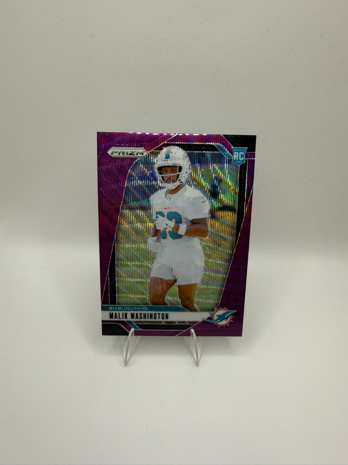Miami Dolphins Malik Washington - 2024 Panini Prizm Purple Wave RC /99 #371