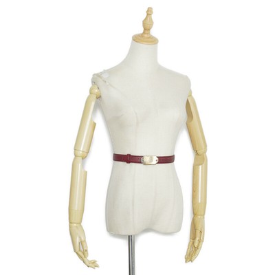 Gucci Belt Logo Plate 146439 85/35 Gold Wine Red Leather Plated