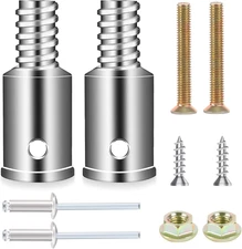 Broom Handle Threaded End, 2 Set Replacement Kit Metal Tips for 1" Wood or Metal