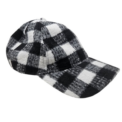 ALLSAINTS Buffalo Check Adjustable Baseball Cap In Black 