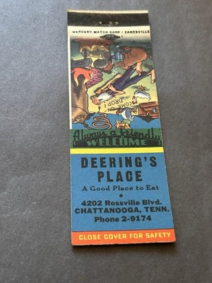 Vintage Tennessee Matchbook  Deering s Place  Chattanooga