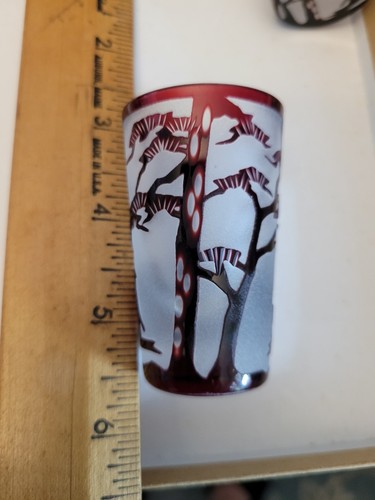 Vintage Noritake Ruby Red Frosted Oriental Scenes Shot Glass 60s - Picture 2 of 6