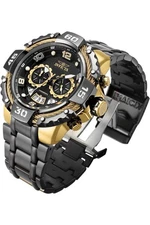 NEW INVICTA BOLT 37652 BLACK GOLD DIAL STEEL CHRONOGRAPH QUARTZ 100M WATCH 52MM
