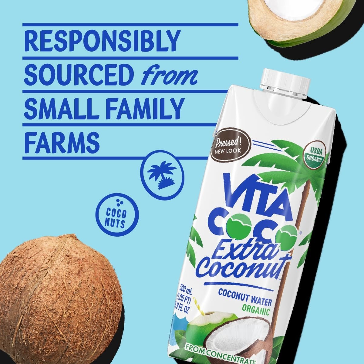 Vita Coco Organic Coconut Water Pressed More "Coconutty" Flavor Natural Elect...