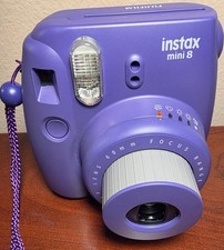 FUJIFILM INSTAX MINI 8 INSTANT FILM CAMERA GRAPE PURPLE, W/CASE  STRAP, TESTED