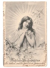 1903 Carte Postale Ancienne De Noël Début 1900 Fille Costume Ange Weihnachten