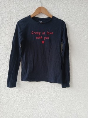 Longsleeve Gr. 140 ''Crazy In Love With You'' Dunkelblau Baumwolle Kiabi Shirt