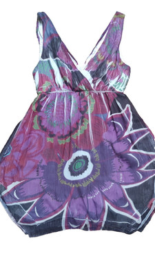 DESIGUAL buntes Tunika Top Kleid UK 12 EU 40 Boho Empire Taille...