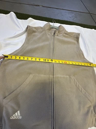adidas Men's Beige Fleece Vest Full Zip Pockets Stand-Up Collar Size L AWV002 image 4