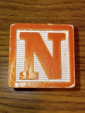 Vintage Wooden Alphabet Block Letter N Colored Sides Crafts 1.75x1.75