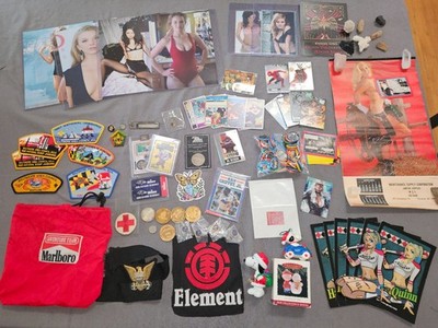 Grandpas Old Junk Drawer Lot of Coins Patches Pin Ups Cards Collectibles Etc