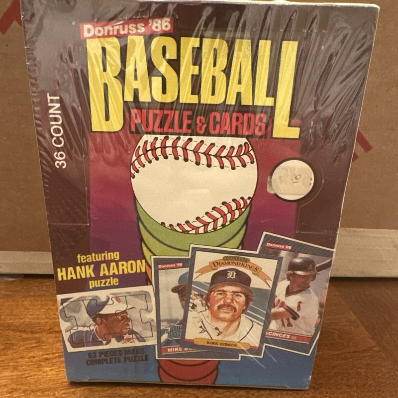 1986 Donruss Baseball Box Sealed - 36 Unopened Packs - Hank Aaron Puzzle Cards