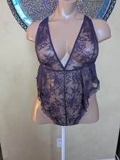 Victoria's Secret Purple Lacy One-Piece Bodysuit Lingerie Size XL