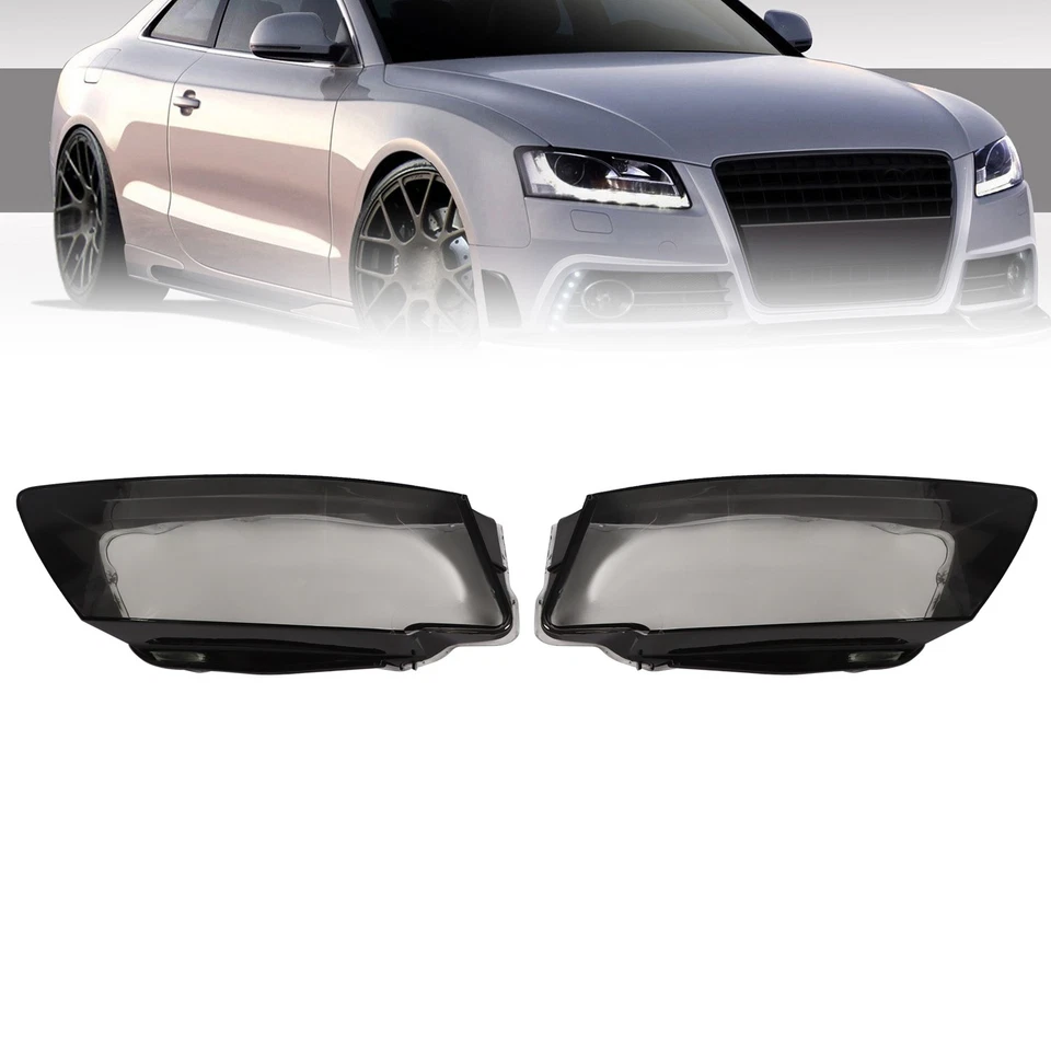 For AUDI A5 S5 RS5 2008-2012 LH+RH Front Headlight Covers Headlamp Lens Shell Foto 2 de 4