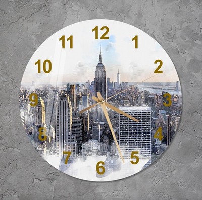 Tempered Glass New York Wall Clock Wall Art, Contemporary Home Gift
