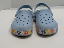 CROCS Kids J2 Off Court Daisy Clogs 209061-4NS Blue Calcite Flowers