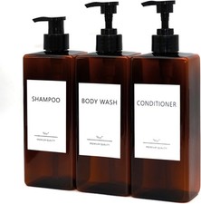 Shampoo and Conditioner Dispenser Set, 3Pack Refillable Shampoo and Conditioner