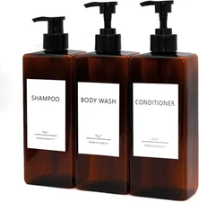 Shampoo and Conditioner Dispenser Set, 3Pack Refillable Shampoo and Conditioner 