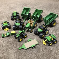 12 Piece Mixed Lot of John Deere Models Toys Assorted Tractors Gators Trailers