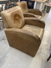 Pair Vintage Halo leather club chairs X2 , Rare Halo Timothy Oulton Armchairs