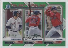 2021 Bowman Talent Pipeline Green Refractor 98/99 CJ Chatham Jarren Duran 1v3