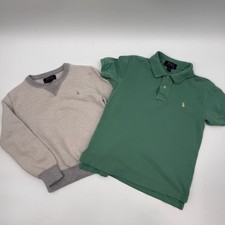 Polo Ralph Lauren Kids Size 8 Shirt Sweater Bundle Green Cream Preppy Logo