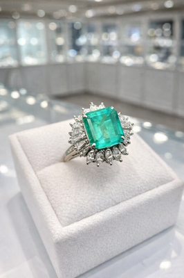 #ad IGL Certified 4.50 Ct Natural Emerald amp; Diamond Wedding Gift Ring 14K White Gold $249.00