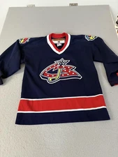 Vintage Columbus Blue Jackets Hockey Jersey Youth L/XL NHL KOHO Navy Blue 2000s
