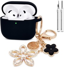 Compatible with AirPods 4 Case Cover, Silicone Protective for Black