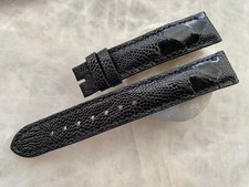 18mm/16mm Black Ostrich Leather Padded Watch Strap Band