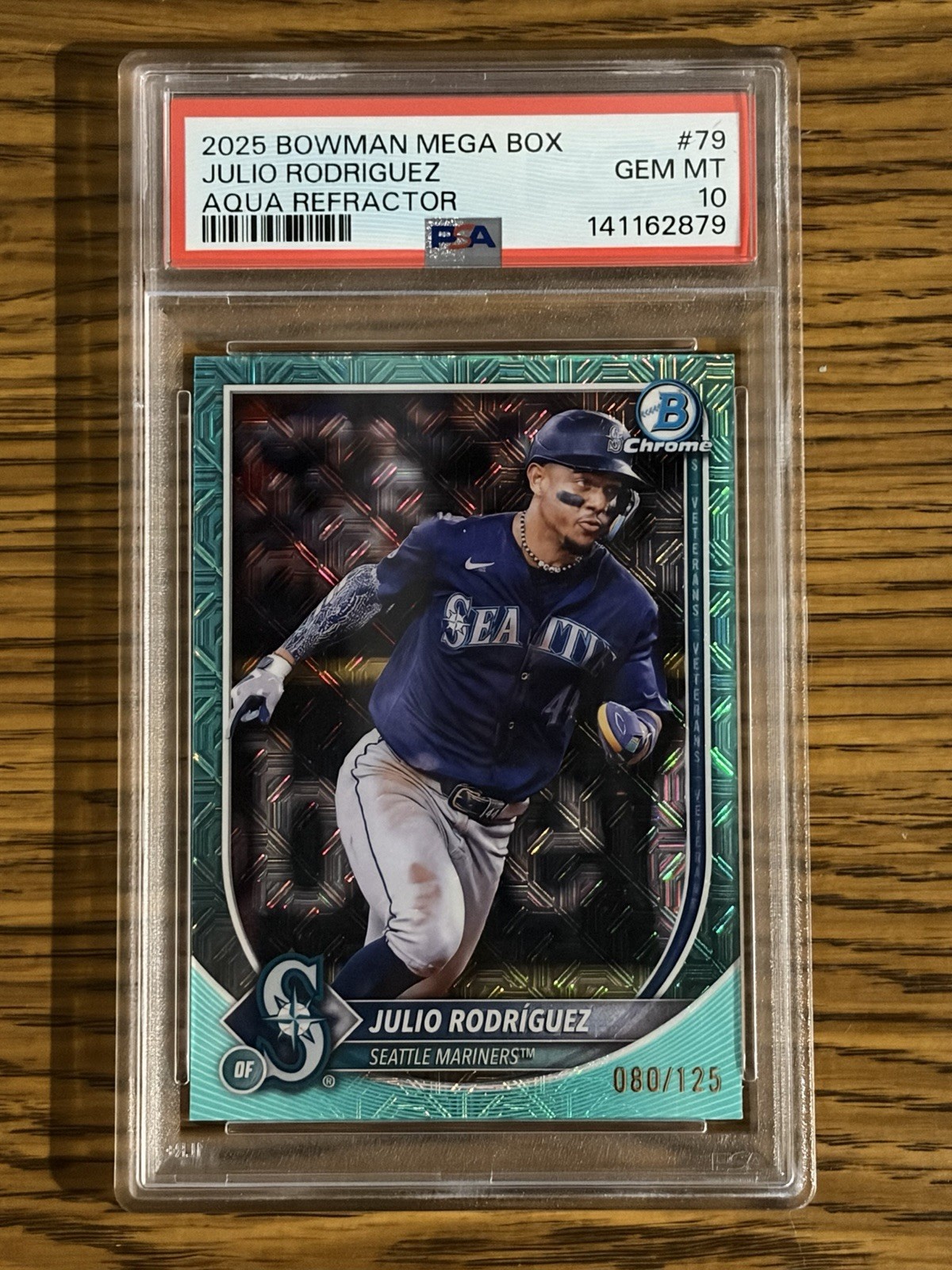 Julio Rodriguez PSA 10 Bowman Aqua Refractor 80 /125 #79