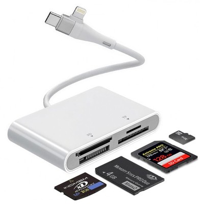 Memory Stick Pro Duo Adapter for Lightning/USB-C - 4-in-1 Multi Memory Card R...