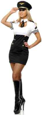 Miss Captain Candi Airline Pilot Sailor Fancy Dress Halloween Sexy Adult  Costume