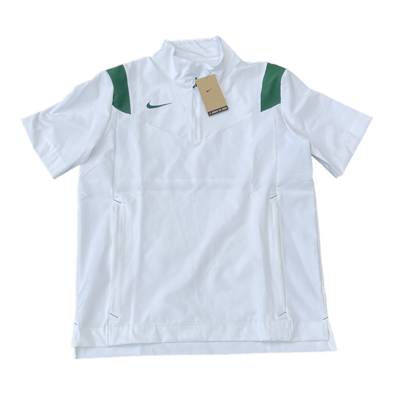новый пуловер на молнии Nike Coach 14 с коротким рукавом бело-зеленый DJ5113-101 Мужской Sz Sm 6390₽