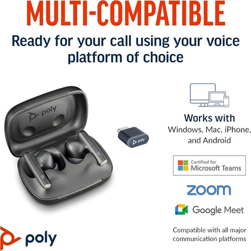 Écouteurs Poly (Plantronics) Voyager Free 60 UC True Wireless avec dongle BT-700C - Photo 11/19