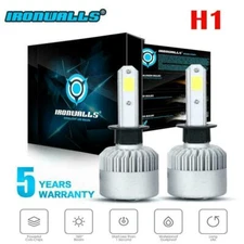 H1 LED High or Low Beam Headlight Bulbs 300000LM 2000W 6500K Clear White Bright