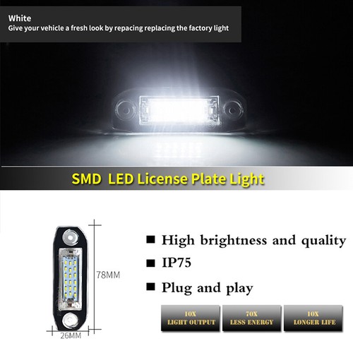 LED car license plate light 12V white light for Volvo S40 S60 S80 XC70 XC60 _yi - Afbeelding 3 van 12