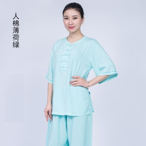 Summer Women Cotton Tai chi Uniform Kung fu Suit Martial arts Wing Chun Clothes - Picture 2 of 16