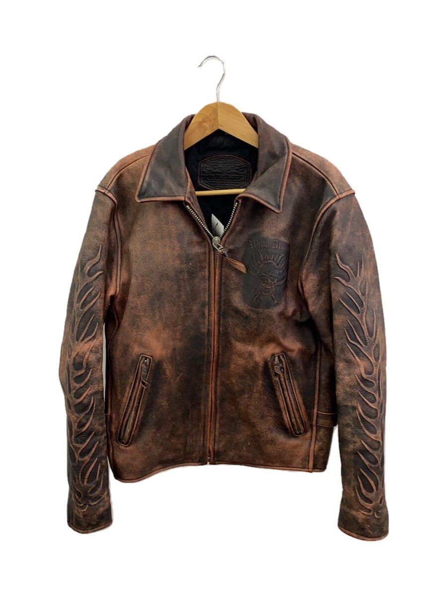 WIND ARMOR Leather Jacket Riders 3D Skull & Fire Pattern M WIND ARMOR Leather Jacket Riders 3D Skull & Fire Pattern M