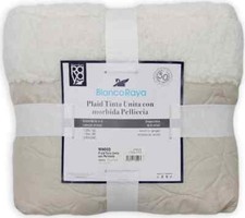 BRaya Plaid Letto 1 Piazza e Mezza con inserto pelliccia agnellata crema WH002