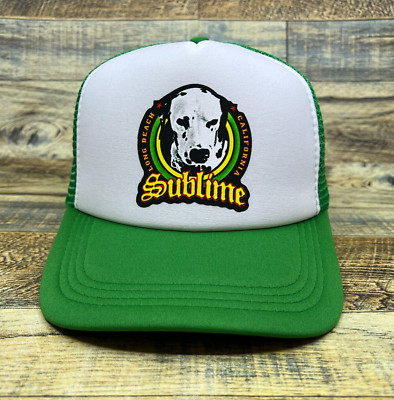 Sublime Mens Trucker Hat Green Snapback Lou Dog Mascot Ska Punk Baseball Cap