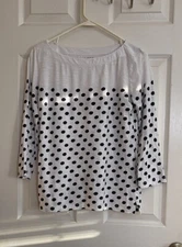 Loft Outlet Women’s Top. Black & White Polka Dot.  Small. 100% Cotton