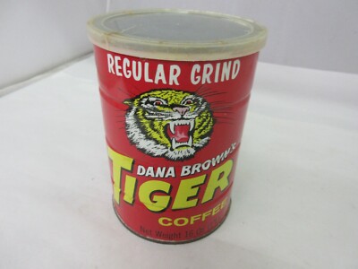 VINTAGE  TIGER  COFFEE TIN  60'S  ADVERTISING COLLECTIBLE 299-Q