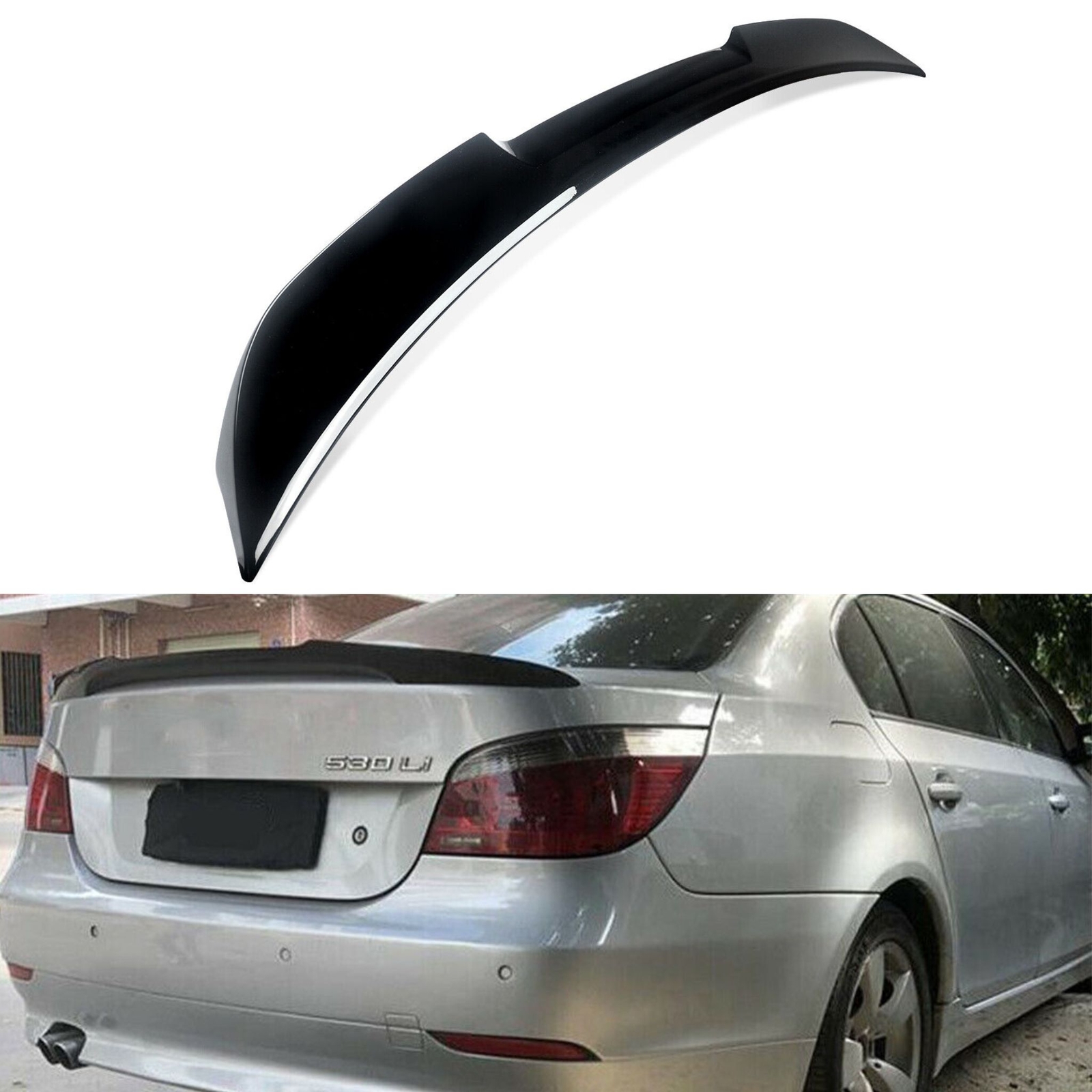 Rear Wing for BMW E60 Sedan - Type Slim, Black Glossy Spoiler