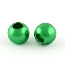 100 pcs Green Smooth ABS Plastic Ball Spacer Beads   12mm   Large Hole: 5mm